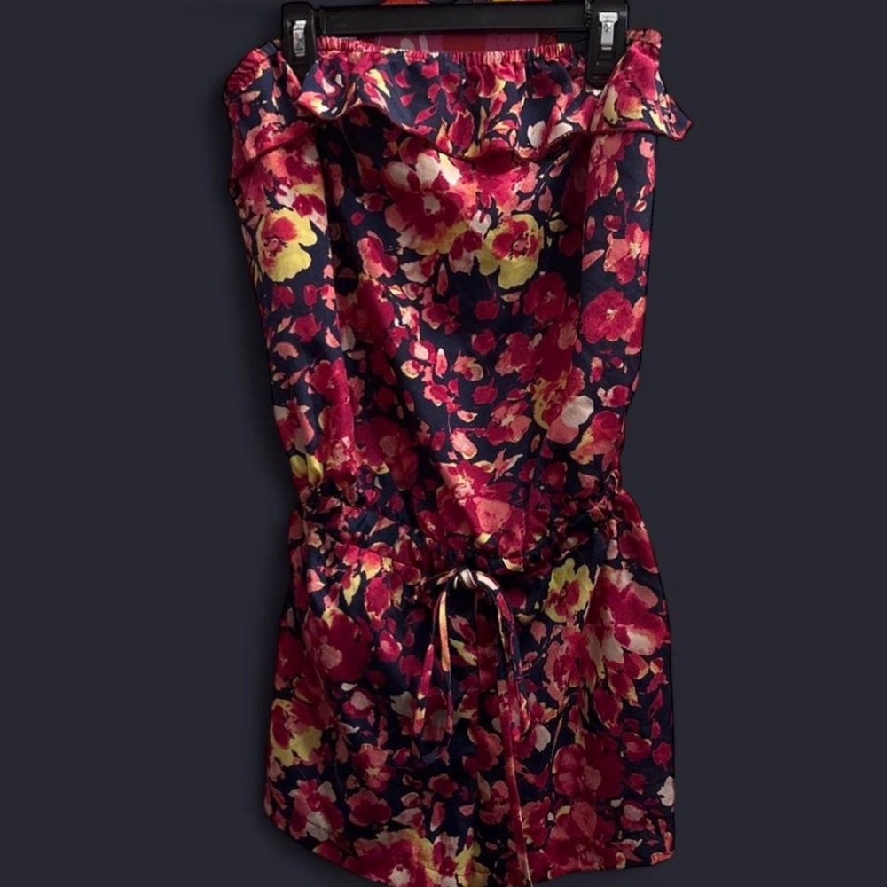 Charlotte Russe floral off the shoulder strapless romper